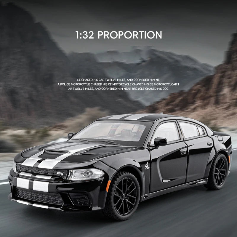 1:32 Charger SRT Hellcat Alloy Muscle Car Model with Sound, Lights, Pull-Back Action