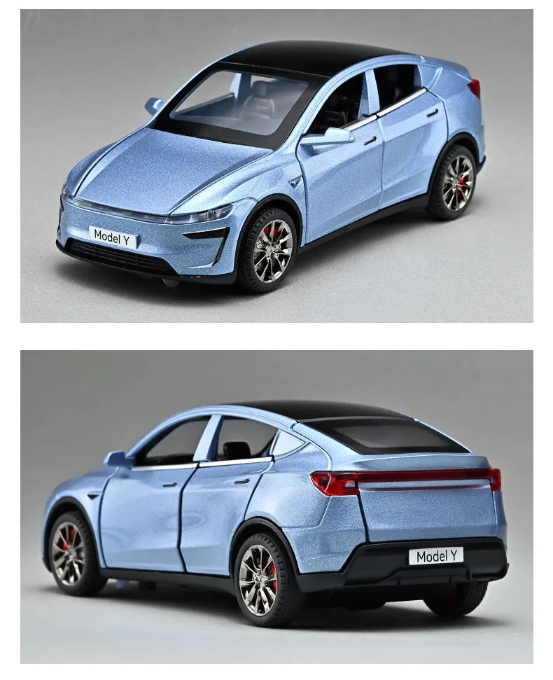 Tesla Model Y 1:32 Diecast Alloy Car with Sound, Light &amp; Pull-Back Action