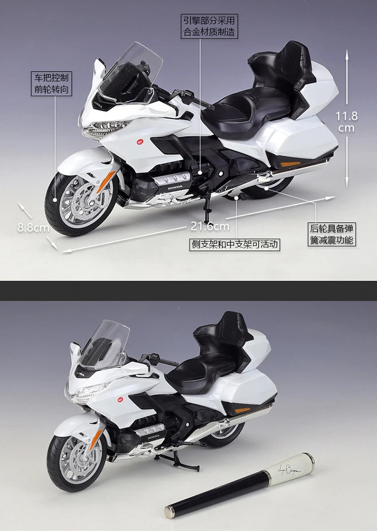 WELLY 1:12 Honda Gold Wing Die Cast Motorcycle Model Toy Vehicle Collection Autobike Shork-Absorber Off Road Autocycle Toys Car