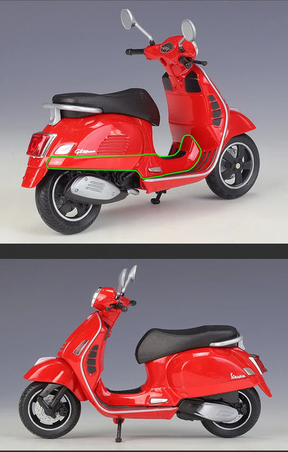 WELLY 1/12 Vespa GTS Super 2020 Die Cast Motorcycle Model Toy Vehicle Collection Autobike Off Road Autocycle Toys Car