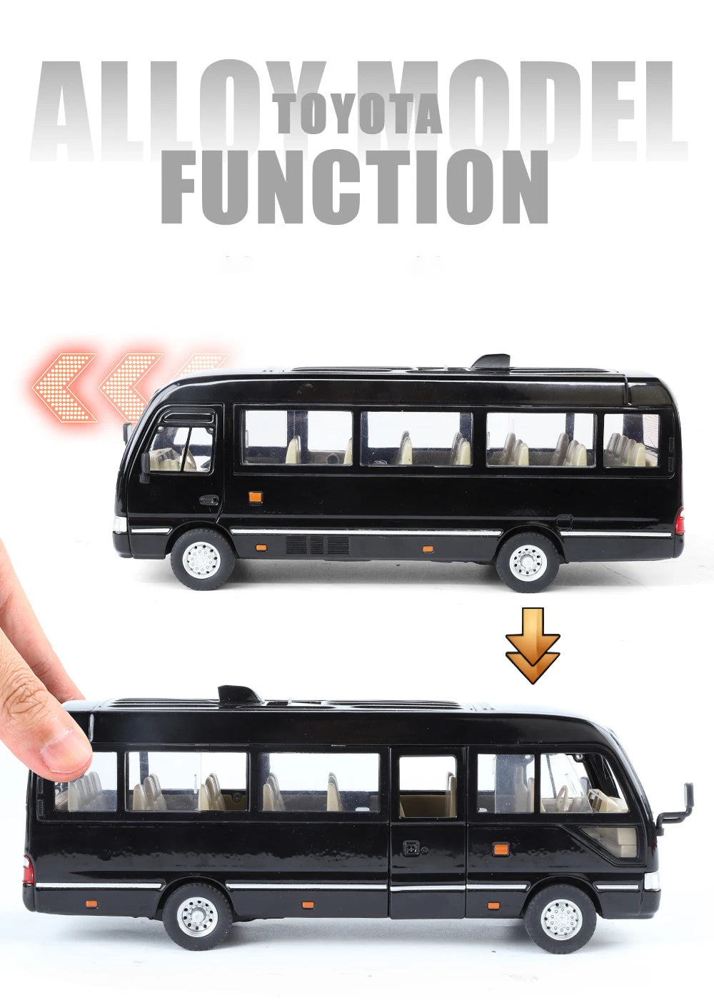 Toyota Coaster Mini Bus Diecast Model Vehicle - Sound & Light Efects