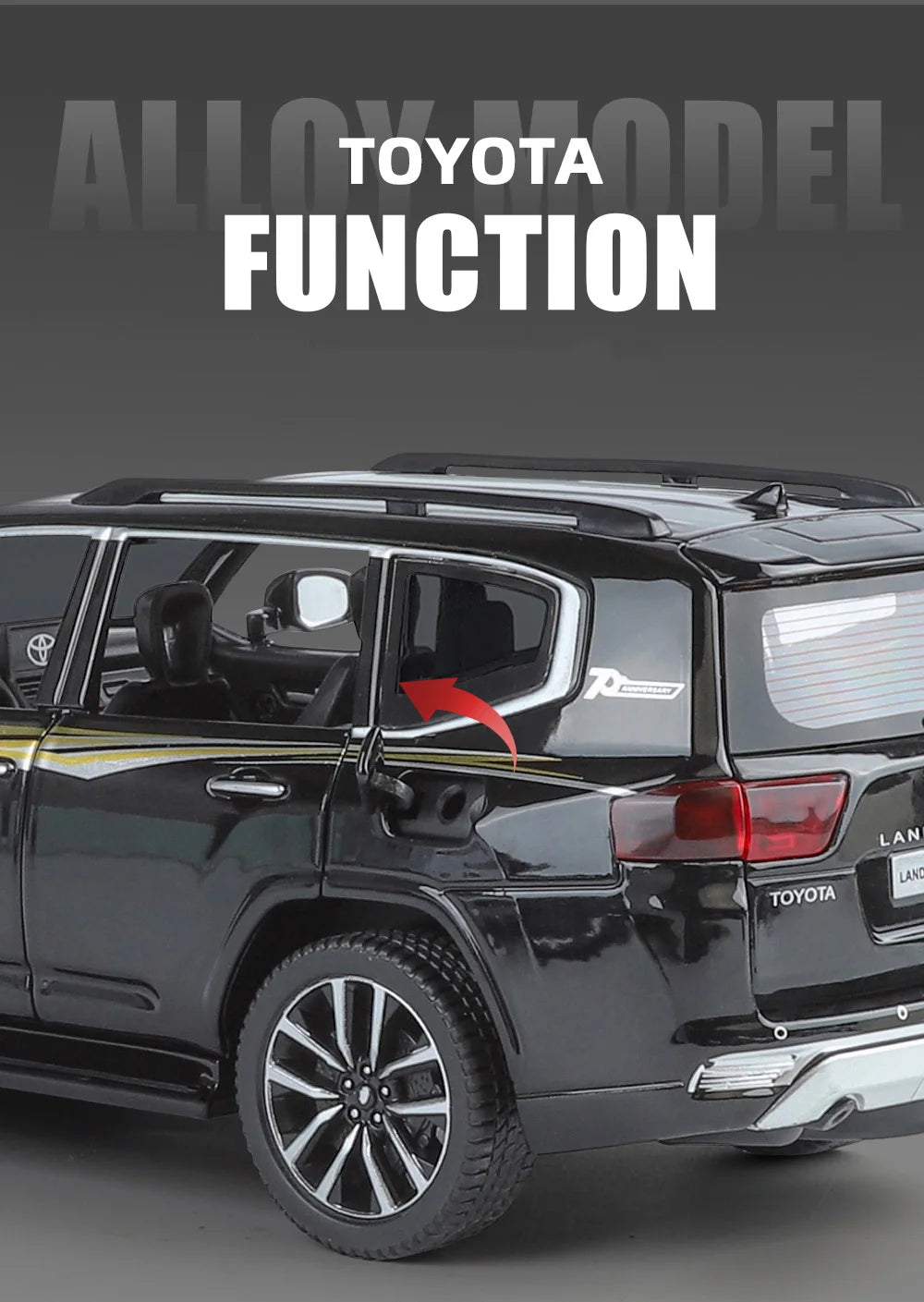 Toyota Land Cruiser LC300 Diecast Alloy SUV Model Car Pull Back Sound & Light
