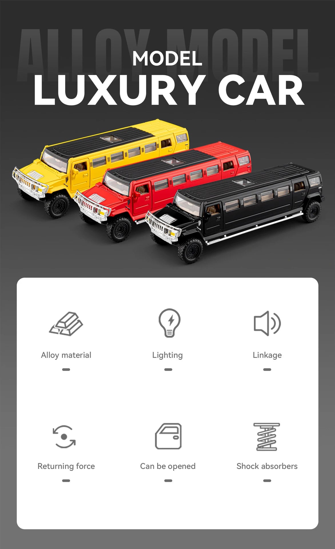 Hummer H2 Lengthen Limousine Metal Diecast Car Model