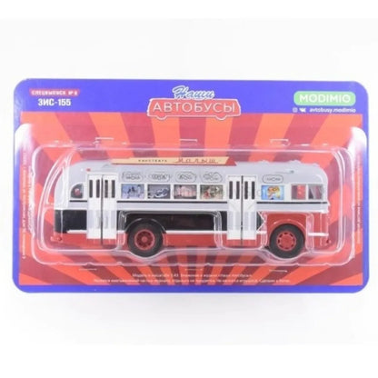 1/43 Scale Toy Car ZIS-155 Mobile Children's Cinema Russian Ufa Bus SJAVN008 Alloy Model Static Model Boy Toy Gift