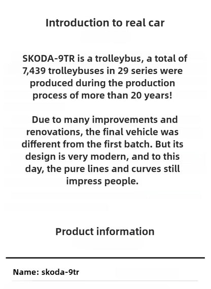 Skoda 9TR Diecast Trackless Tram Bus Model