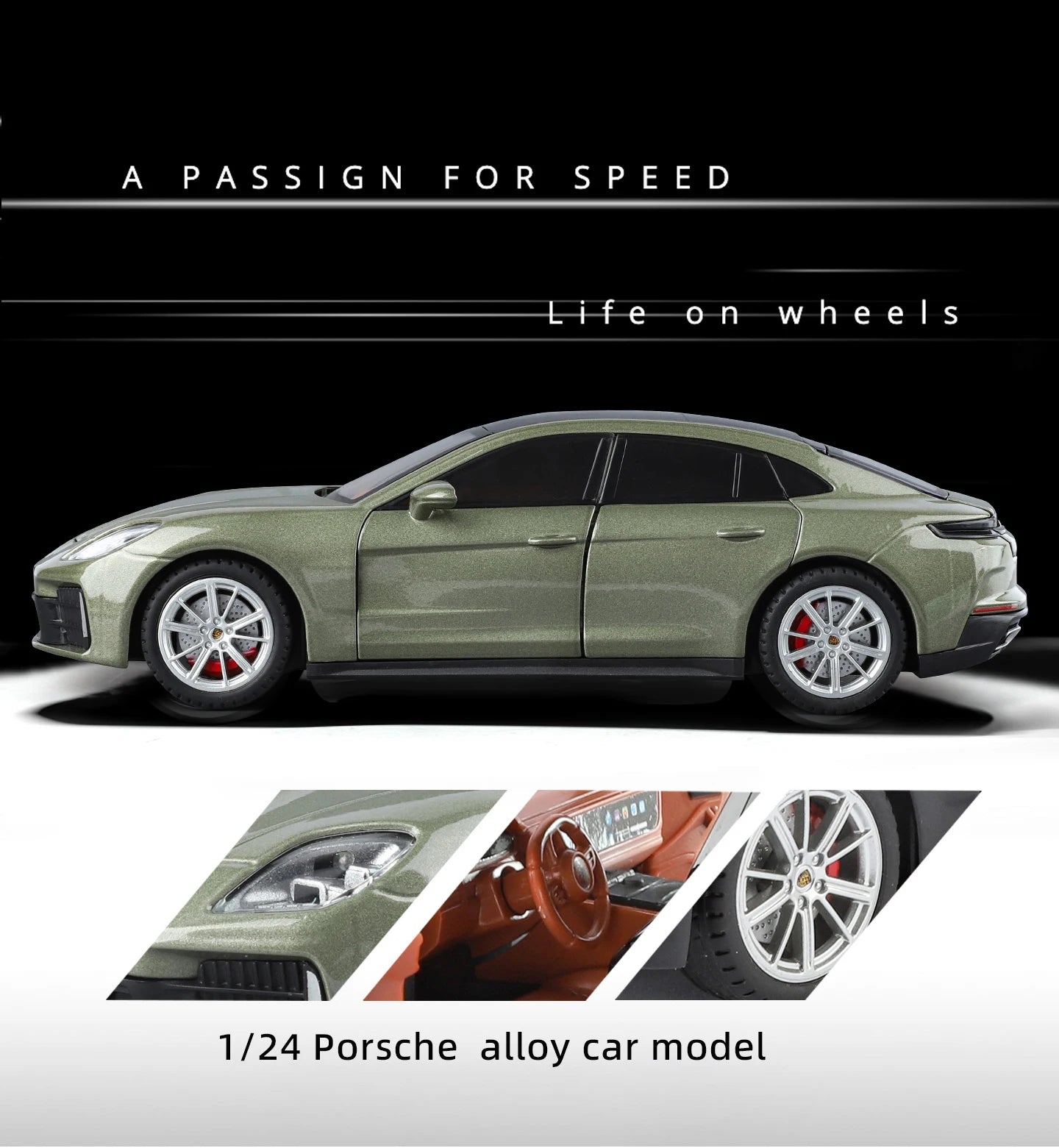 Porsche Panamera Diecast Alloy Model Car with Sound, Light &amp; Pull-Back Action