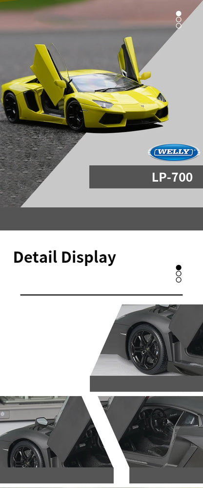 WELLY 1:24 Lamborghini Aventador LP700-4 Diecast Model Car – Alloy Metal Collectible