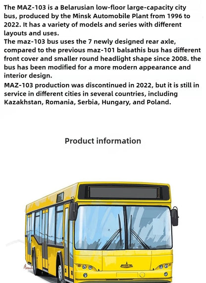 Low Floor Bus MAZ-103 Diecast Model Belarus Bus JAVN066 Model
