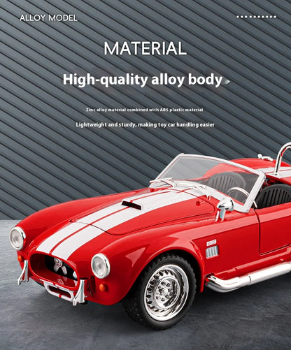CCA 1965 Shelby Cobra Convertible Roadster 1:24 Diecast Model Car with Sound, Lights & Pull-Back Action