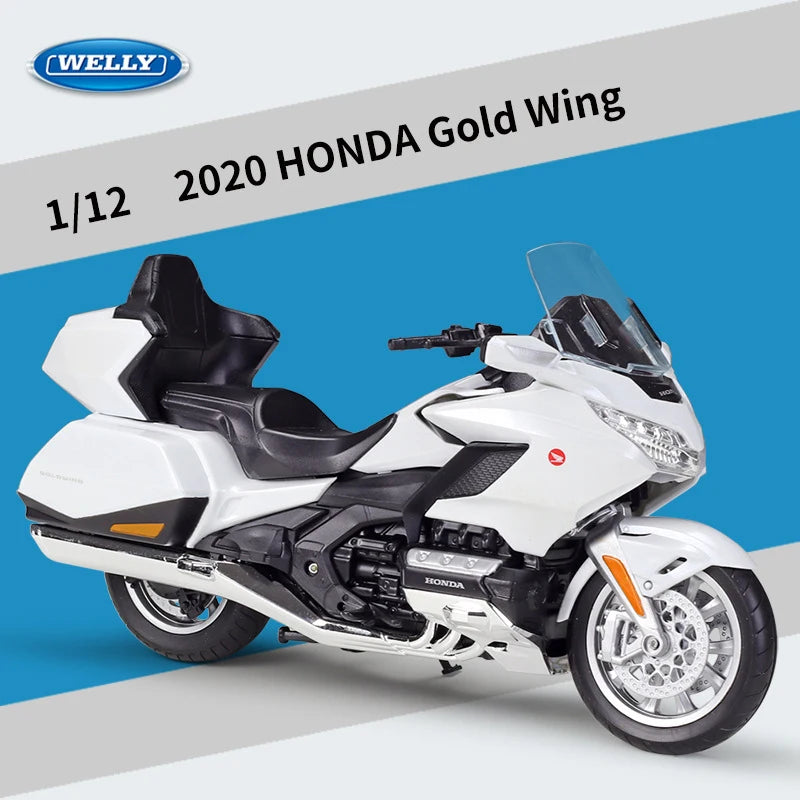 WELLY 1:12 Honda Gold Wing Die Cast Motorcycle Model Toy Vehicle Collection Autobike Shork-Absorber Off Road Autocycle Toys Car