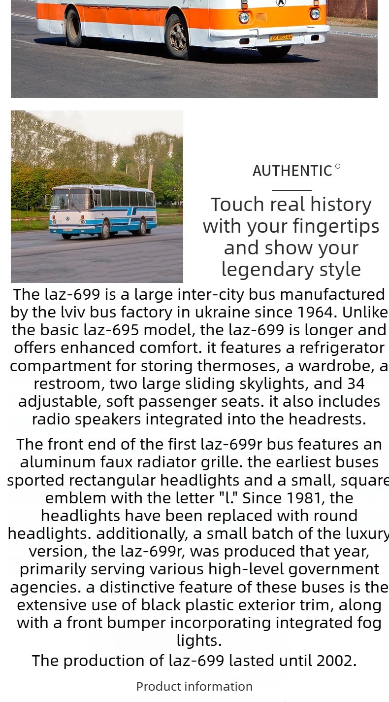 MODEL RTR 1:43 LAZ-699R Retro Intercity Bus Collectible Model