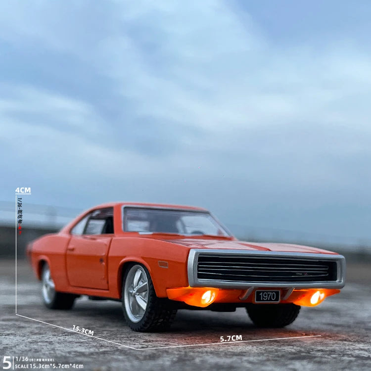 1970 Dodge Charger R/T Diecast Model Car – 1:32 Scale with Sound, Light & Pull-Back Action
