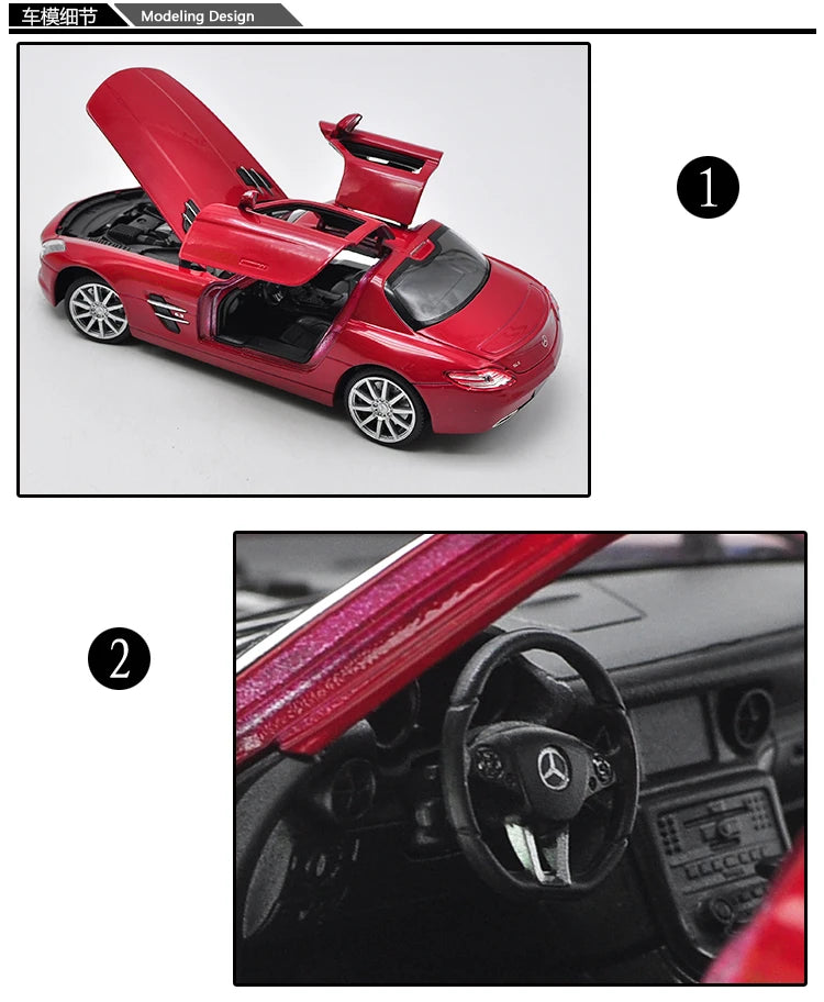 WELLY 1:24 Mercedes-Benz SLS AMG Alloy Car Model Diecasts & Toy Vehicles Collect Car Toy Boy Birthday gifts