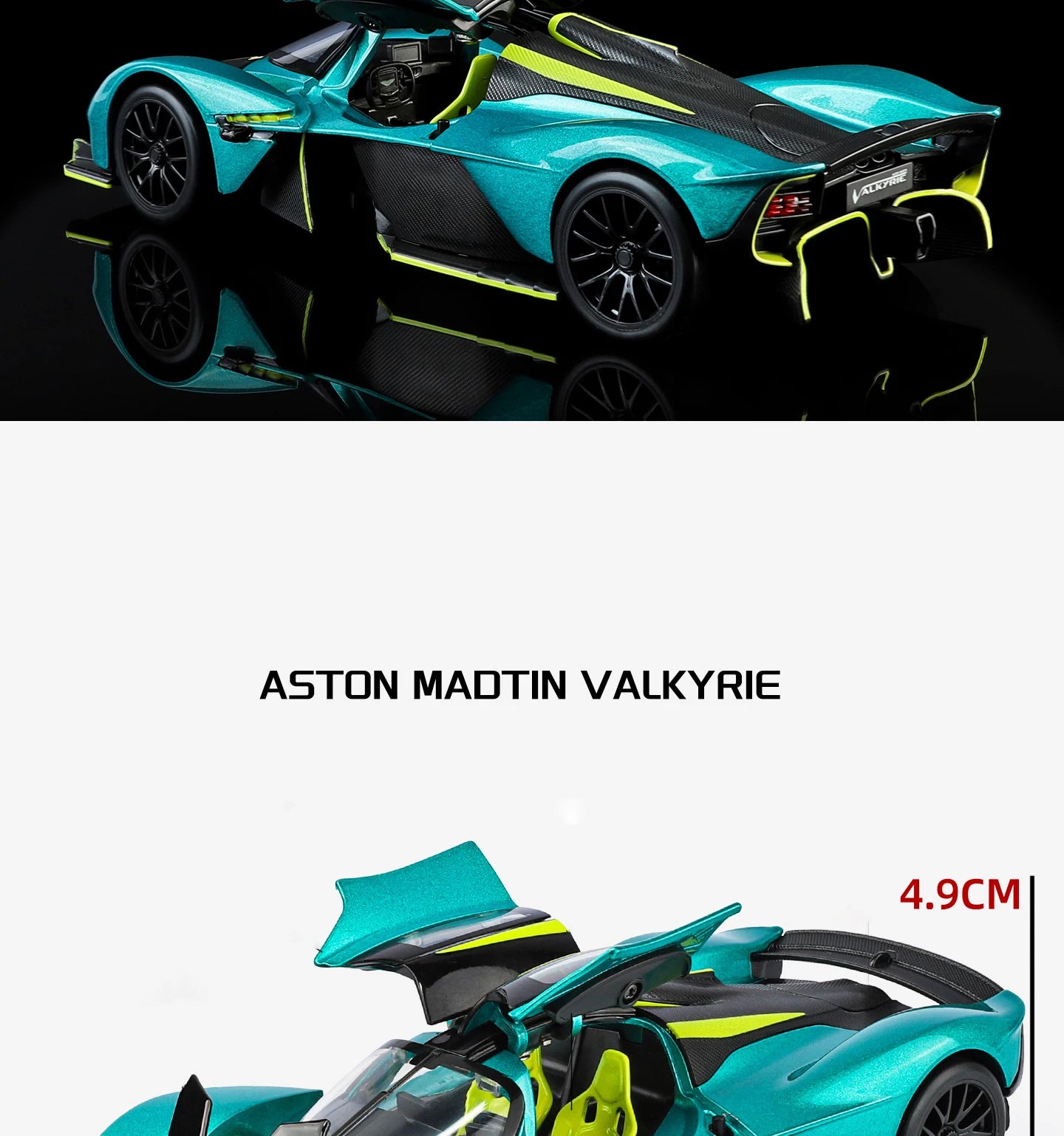 Aston Martin Valkyrie Supercar Diecast Model – Sound, Light and Pull Back Collectible Edition
