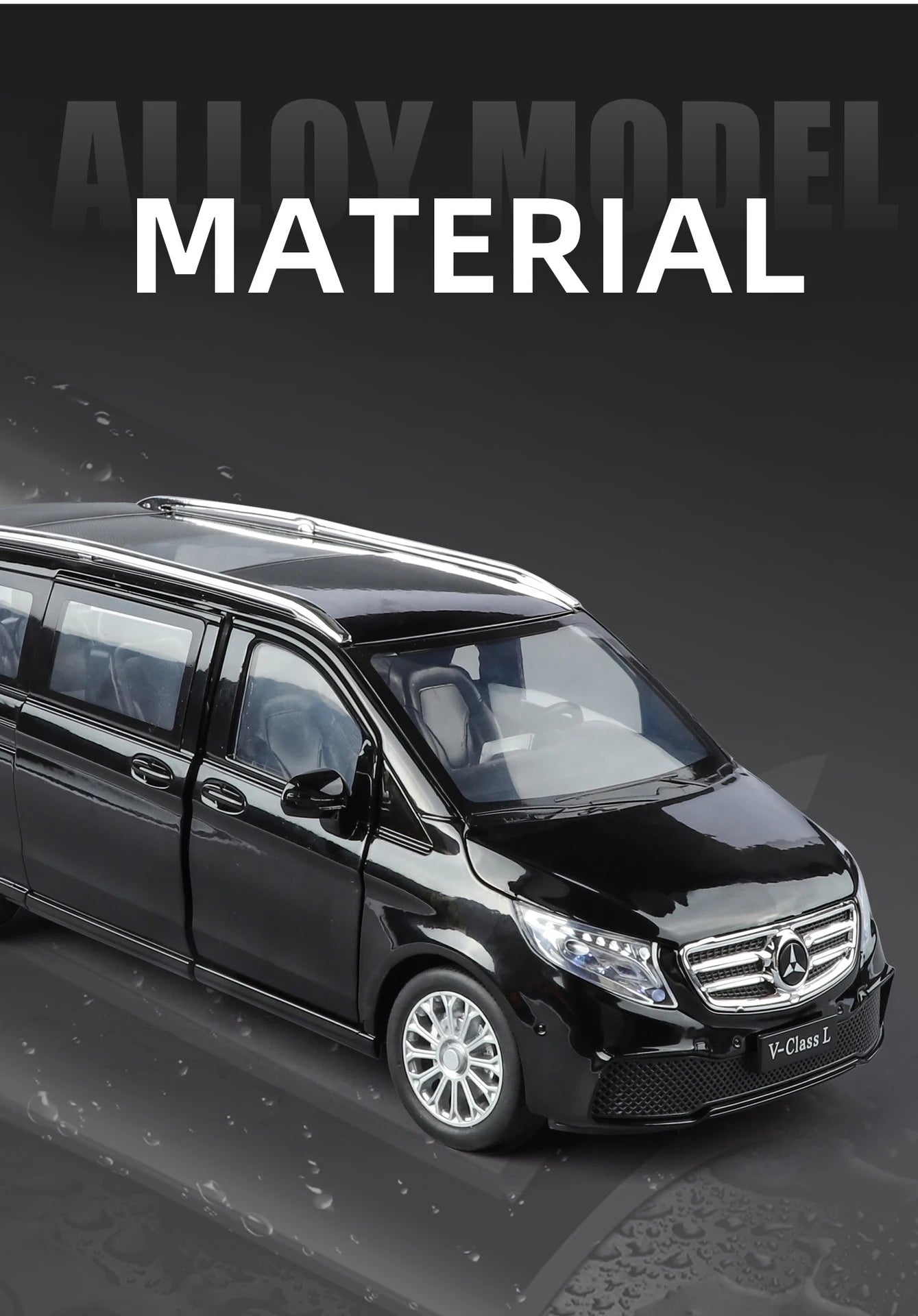 Mercedes-Benz V260 MPV Diecast Model Car with Sound, Light, Pull-Back Action – 1:24 Scale