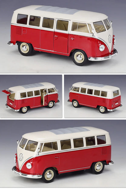 WELLY 1:24 Volkswagen VW T2 T1 Bus Alloy Diecast Vehicle Model