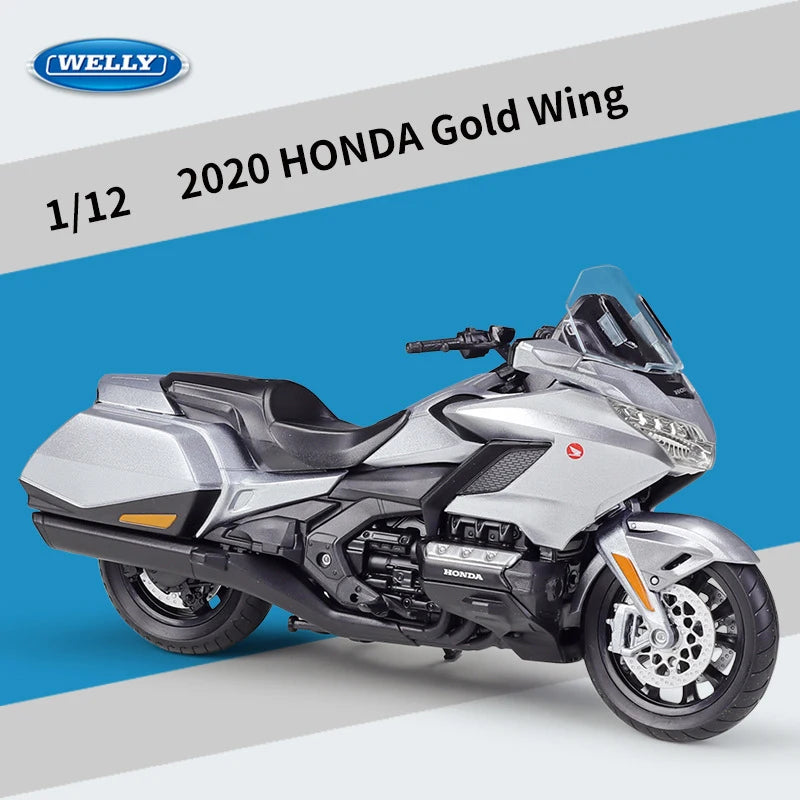 WELLY 1:12 Honda Gold Wing Die Cast Motorcycle Model Toy Vehicle Collection Autobike Shork-Absorber Off Road Autocycle Toys Car