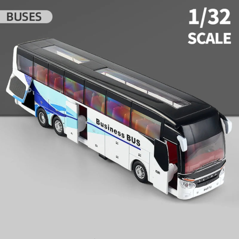 Electric Tourist Toy Traffic Bus Alloy Car Model Diecasts Simulation Metal Toy Business Bus Model Sound and Light Childrens Gift