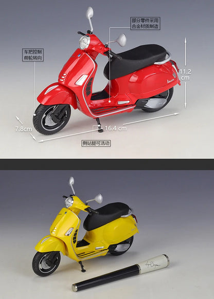 WELLY 1/12 Vespa GTS Super 2020 Die Cast Motorcycle Model Toy Vehicle Collection Autobike Off Road Autocycle Toys Car