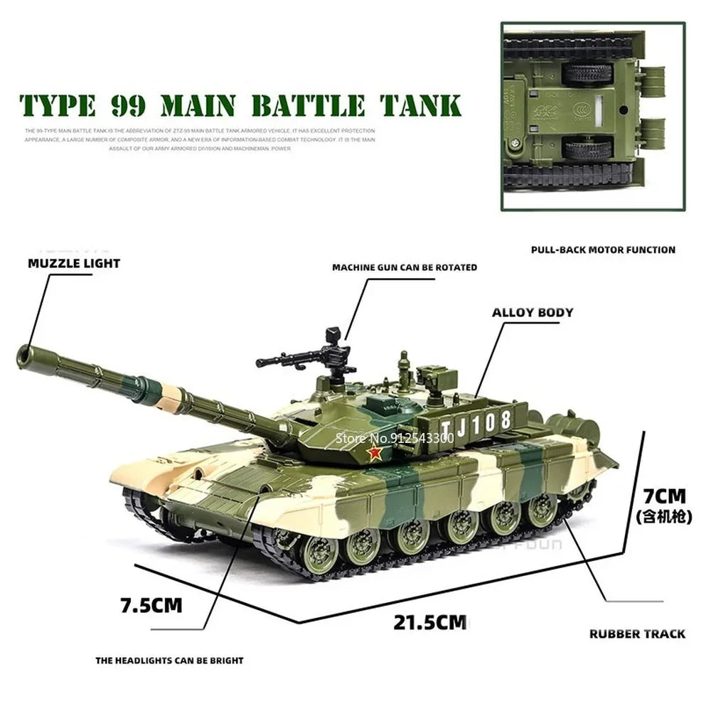 Type ZTZ-99 Tank Diecast Collectible Model - Sound & Light Edition