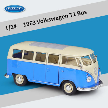 WELLY 1:24 Volkswagen VW T2 T1 Bus Alloy Diecast Vehicle Model