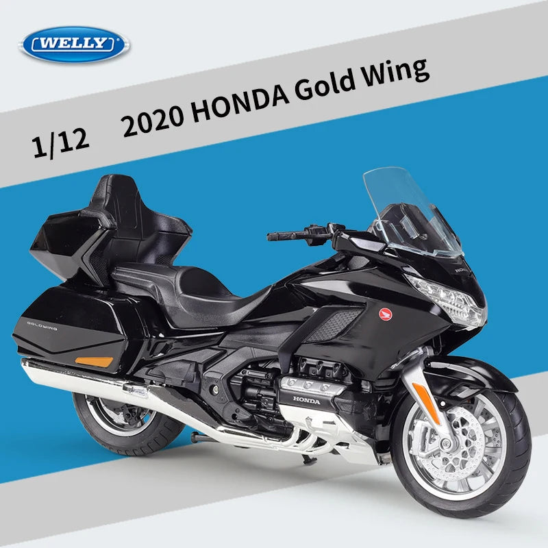 WELLY 1:12 Honda Gold Wing Die Cast Motorcycle Model Toy Vehicle Collection Autobike Shork-Absorber Off Road Autocycle Toys Car