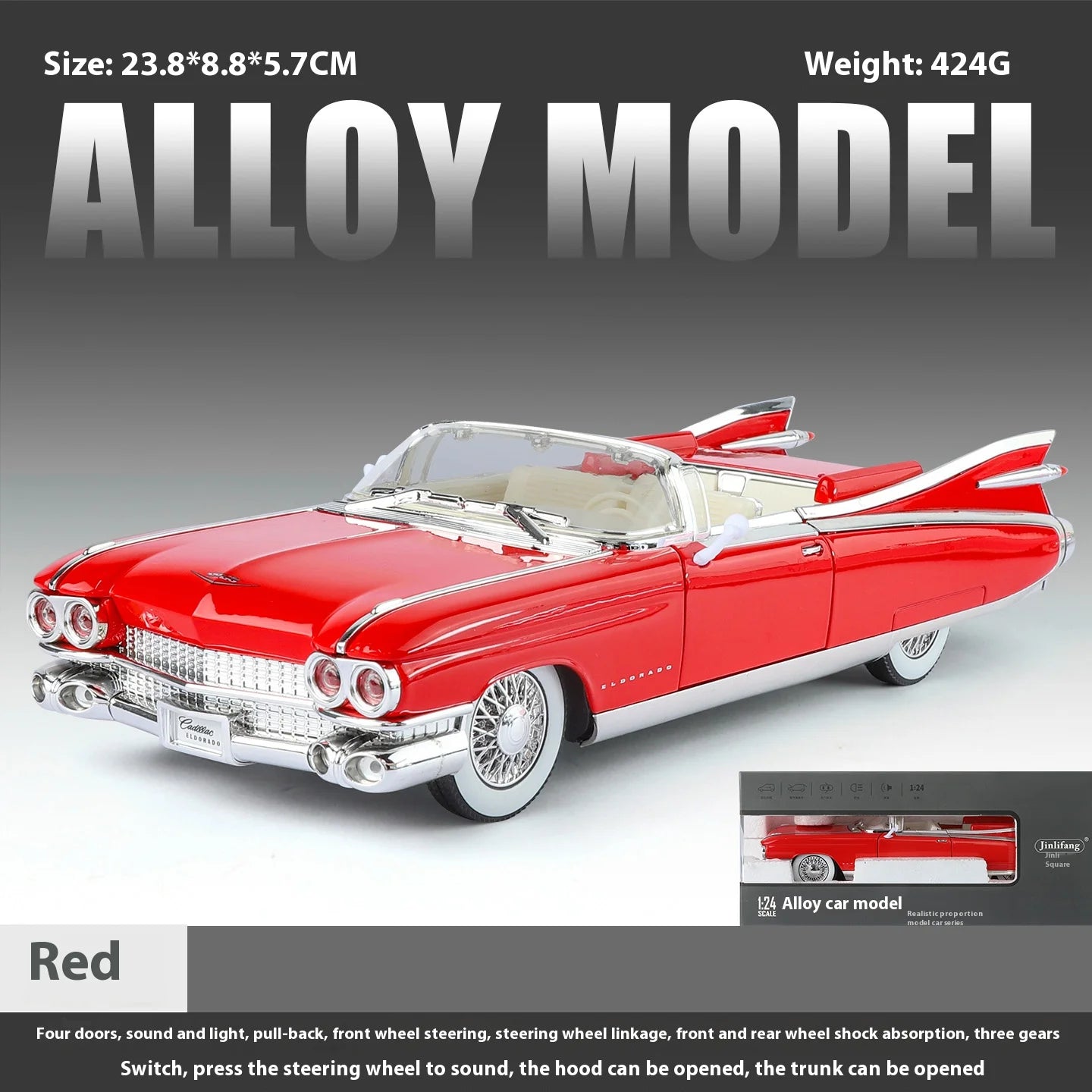 1:24 Retro Luxury Convertible Sports Car Diecast Model