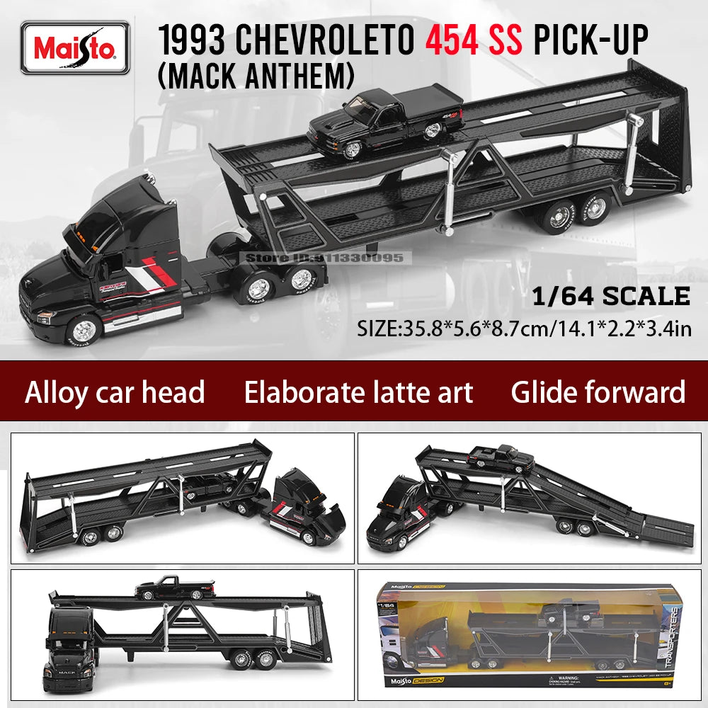 Maisto 1:64 MACK Anthem 2019 FORD LoneStar Transport Casting Manufacturing Trailer Model Simulation Model Alloy Car Collection