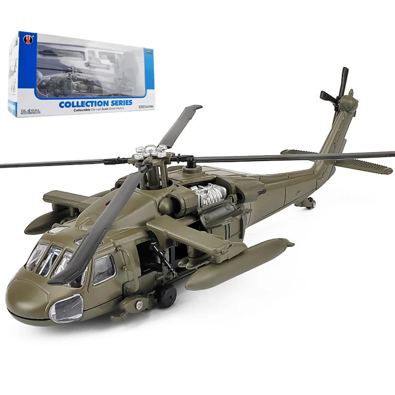 Sikorsky  UH-60 Black Hawk Helicopter Diecast Collectible Model Sound & Light Effects