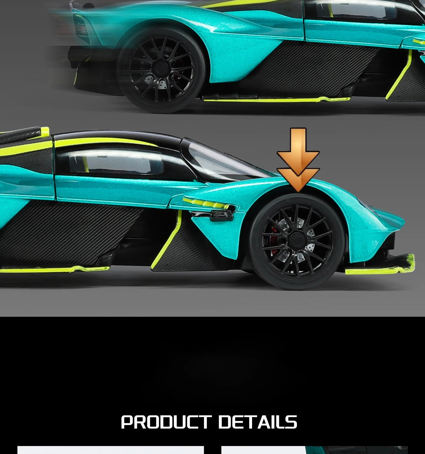 Aston Martin Valkyrie Supercar Diecast Model – Sound, Light and Pull Back Collectible Edition