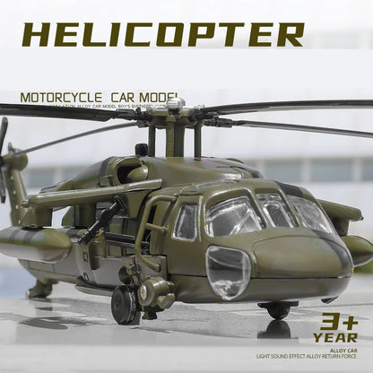 Sikorsky  UH-60 Black Hawk Helicopter Diecast Collectible Model Sound & Light Effects