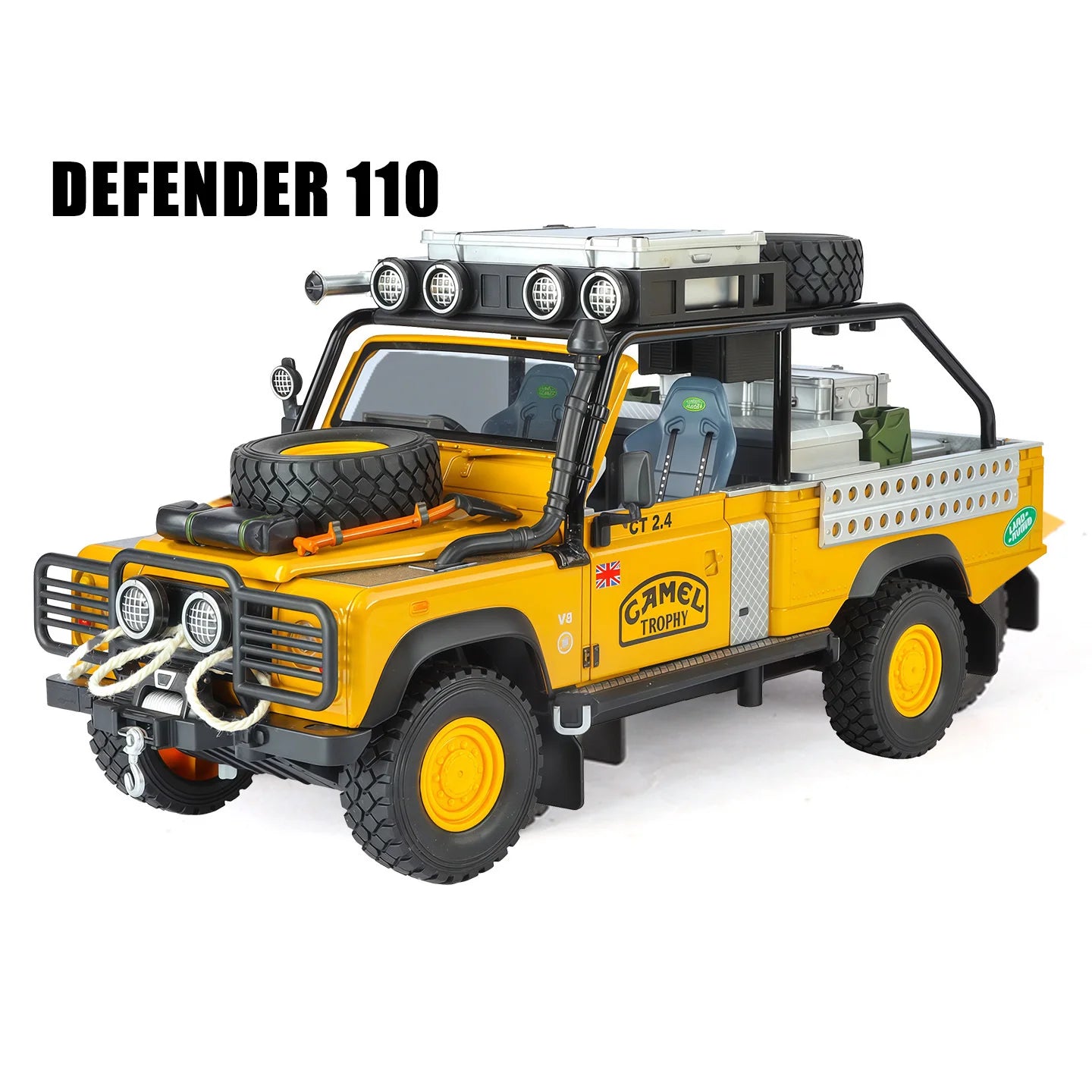 1:24 Land Rover Defender 110 SUV Diecast Model Car with Sound, Lights & Pull Back Action