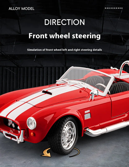 CCA 1965 Shelby Cobra Convertible Roadster 1:24 Diecast Model Car with Sound, Lights & Pull-Back Action