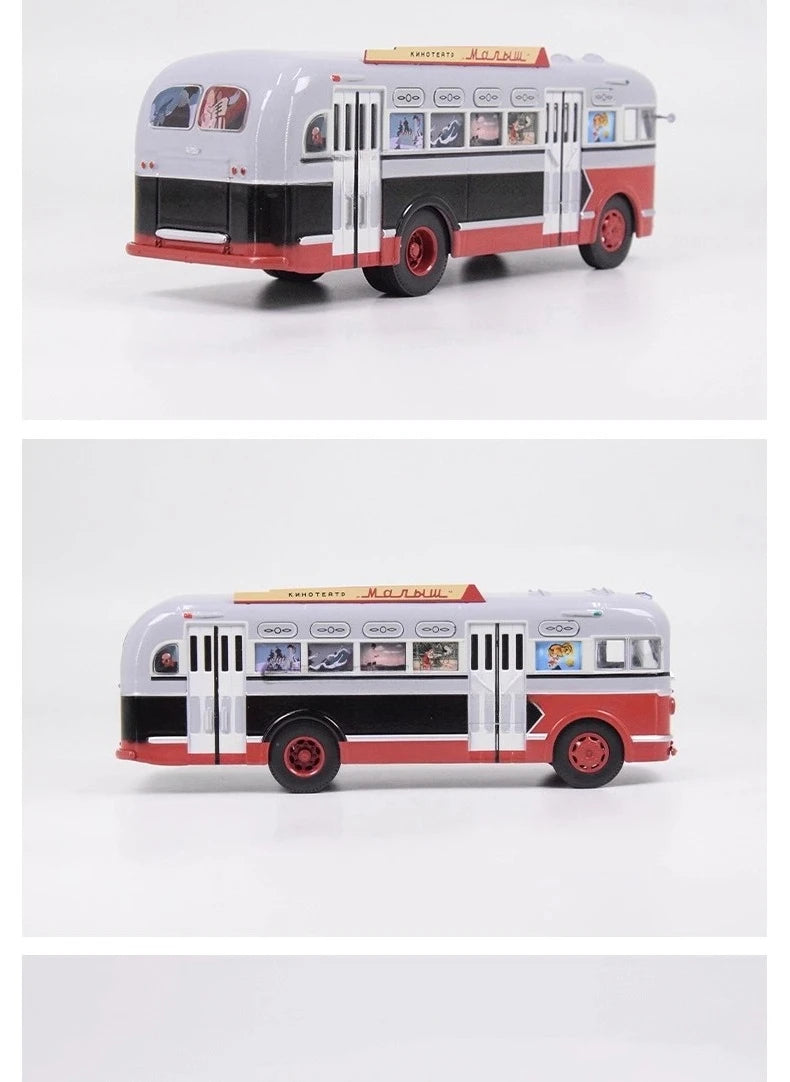 1/43 Scale Toy Car ZIS-155 Mobile Children's Cinema Russian Ufa Bus SJAVN008 Alloy Model Static Model Boy Toy Gift
