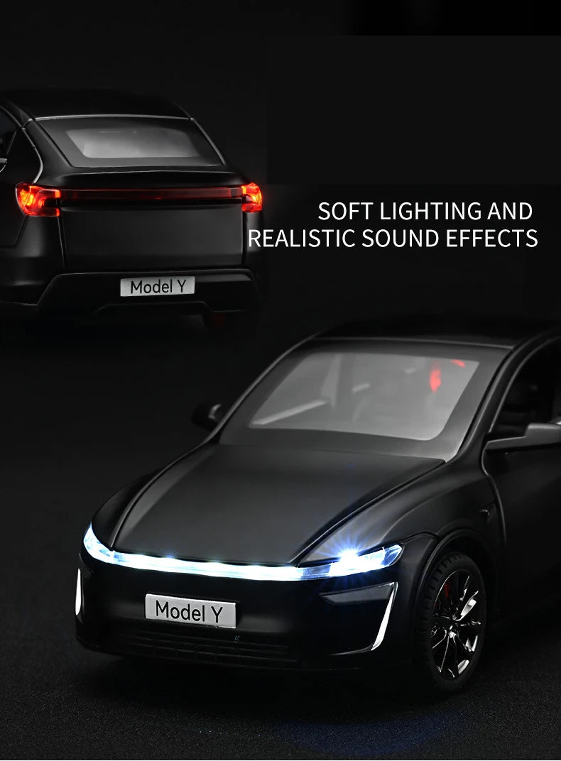 Tesla Model Y 1:32 Diecast Alloy Car with Sound, Light &amp; Pull-Back Action