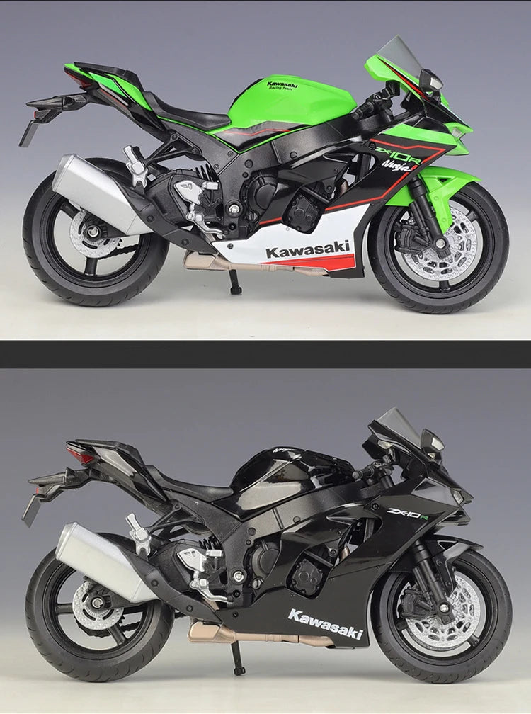 WELLY 1:12 Kawasaki Ninja ZX10R Heavy Locomoti Simulation Alloy Motorcycle Model Shock Absorbers Collection Toy Car Gift