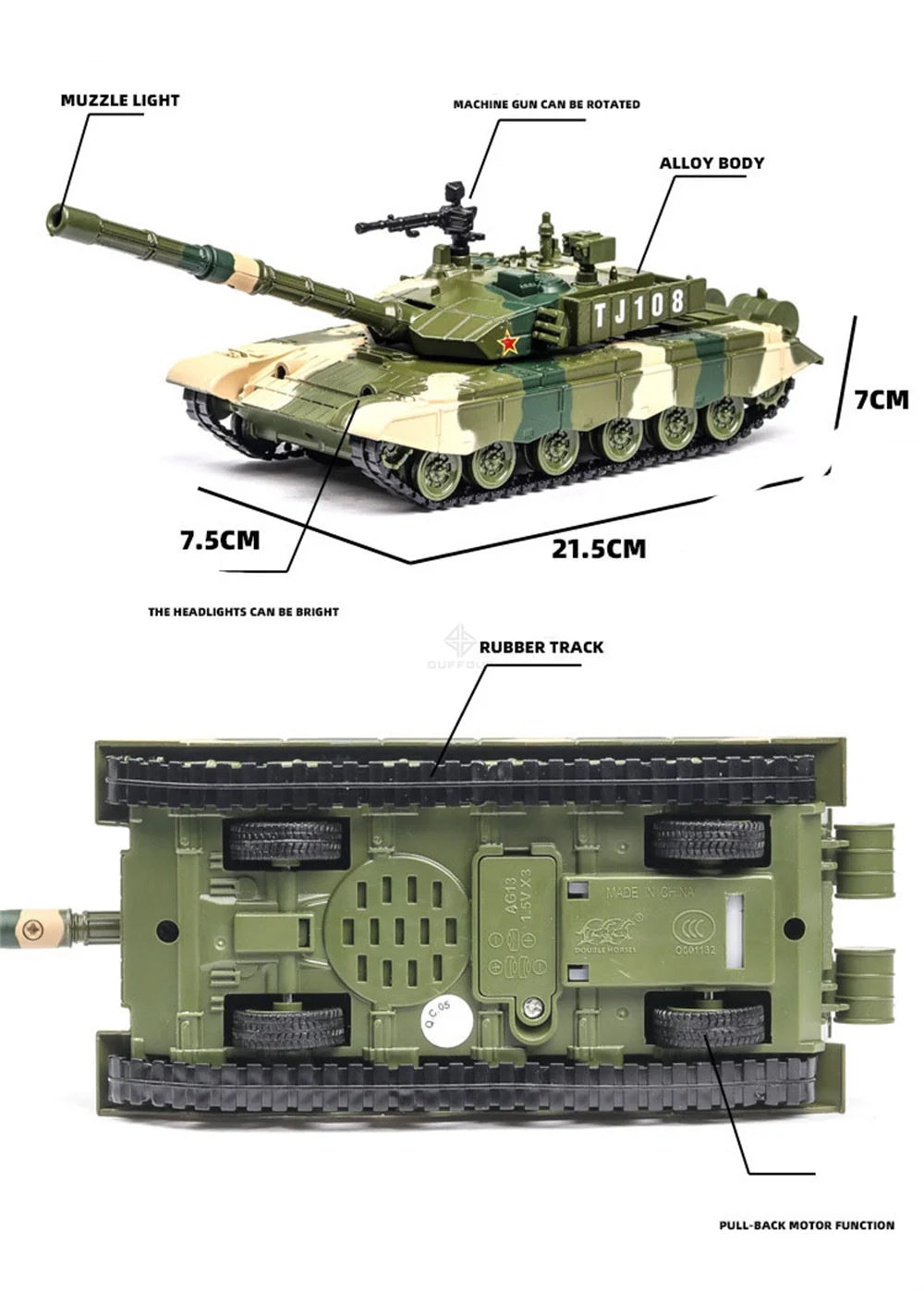 Type ZTZ-99 Tank Diecast Collectible Model - Sound & Light Edition