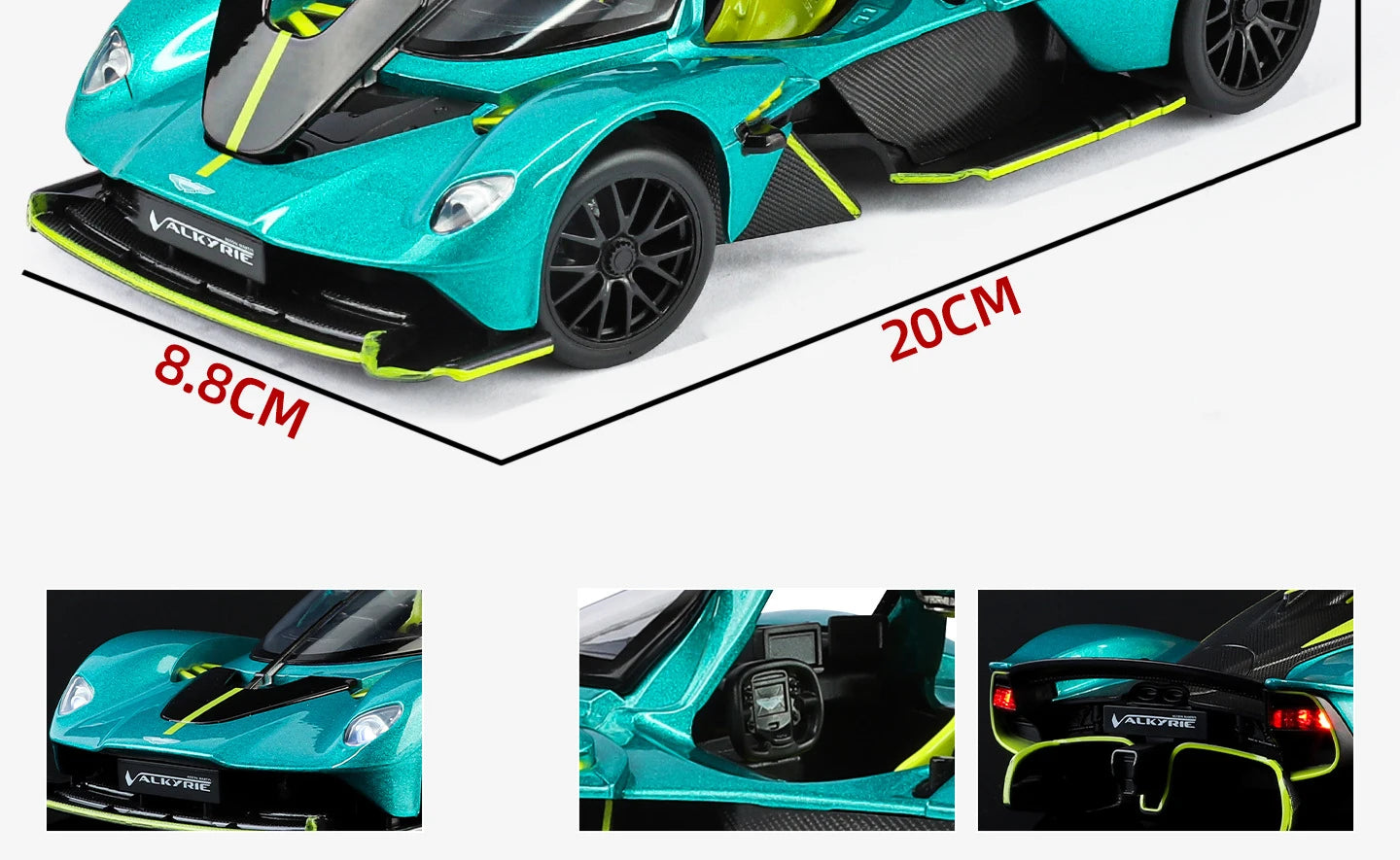 Aston Martin Valkyrie Supercar Diecast Model – Sound, Light and Pull Back Collectible Edition