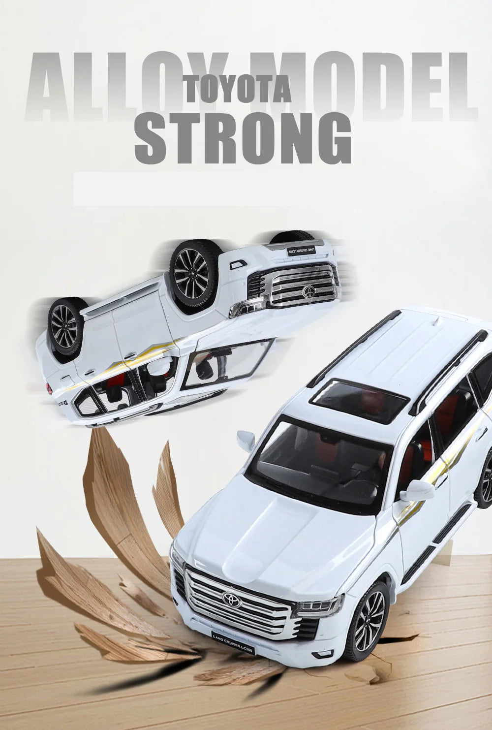 Toyota Land Cruiser LC300 Diecast Alloy SUV Model Car Pull Back Sound & Light