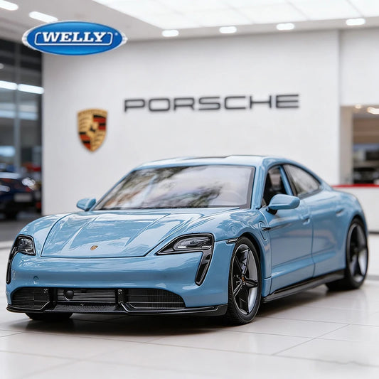 WELLY 1:24 Porsche Taycan Turbo S Alloy Car Diecasts & Toy Vehicles Car Model Miniature Scale Model Car Toy For Children