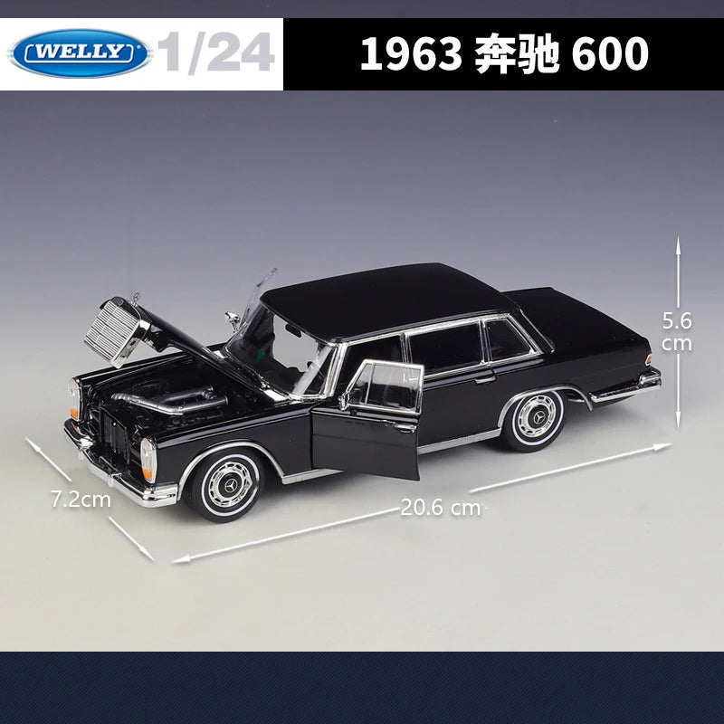 WELLY 1:24 Mercedes Benz 600 Alloy Car Diecasts & Toy Vehicles Car Model Miniature Scale Model Car Toy For Children