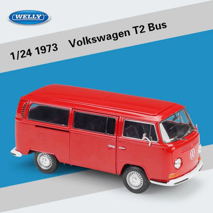 WELLY 1:24 Volkswagen VW T2 T1 Bus Alloy Diecast Vehicle Model