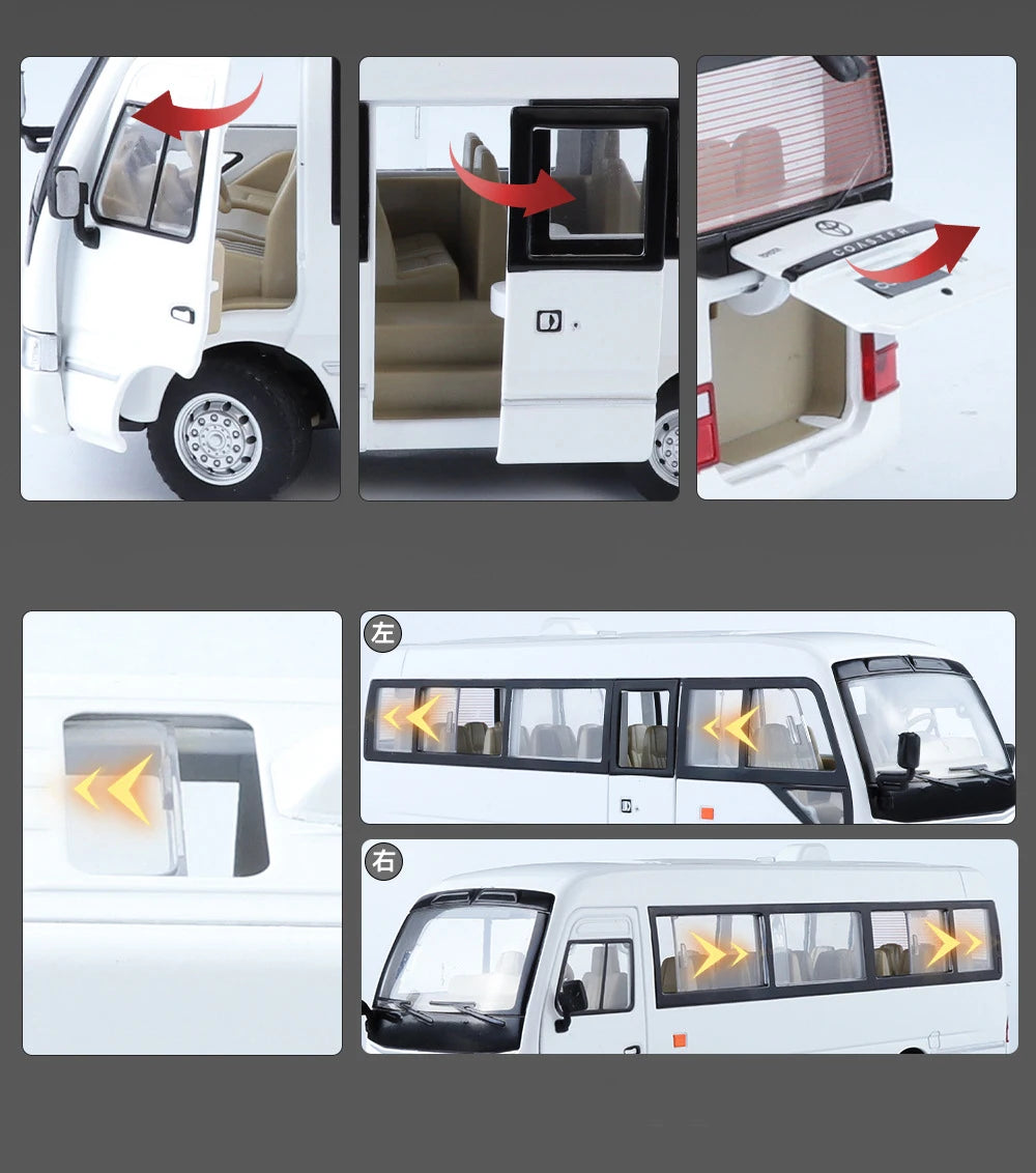 Toyota Coaster Mini Bus Diecast Model Vehicle - Sound & Light Efects