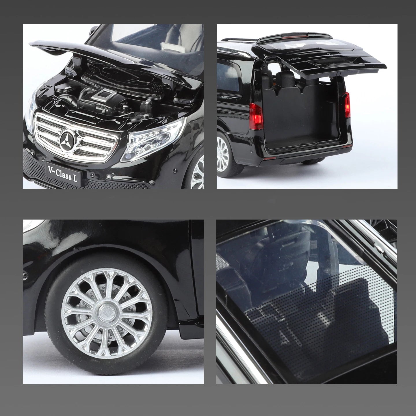 Mercedes-Benz V260 MPV Diecast Model Car with Sound, Light, Pull-Back Action – 1:24 Scale