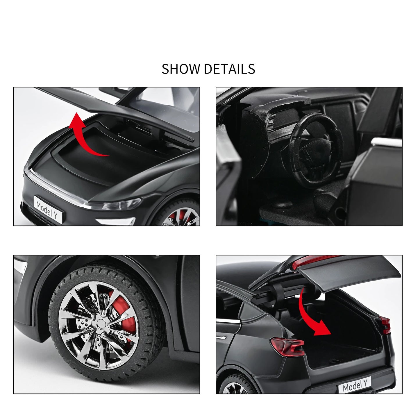 Tesla Model Y 1:32 Diecast Alloy Car with Sound, Light &amp; Pull-Back Action