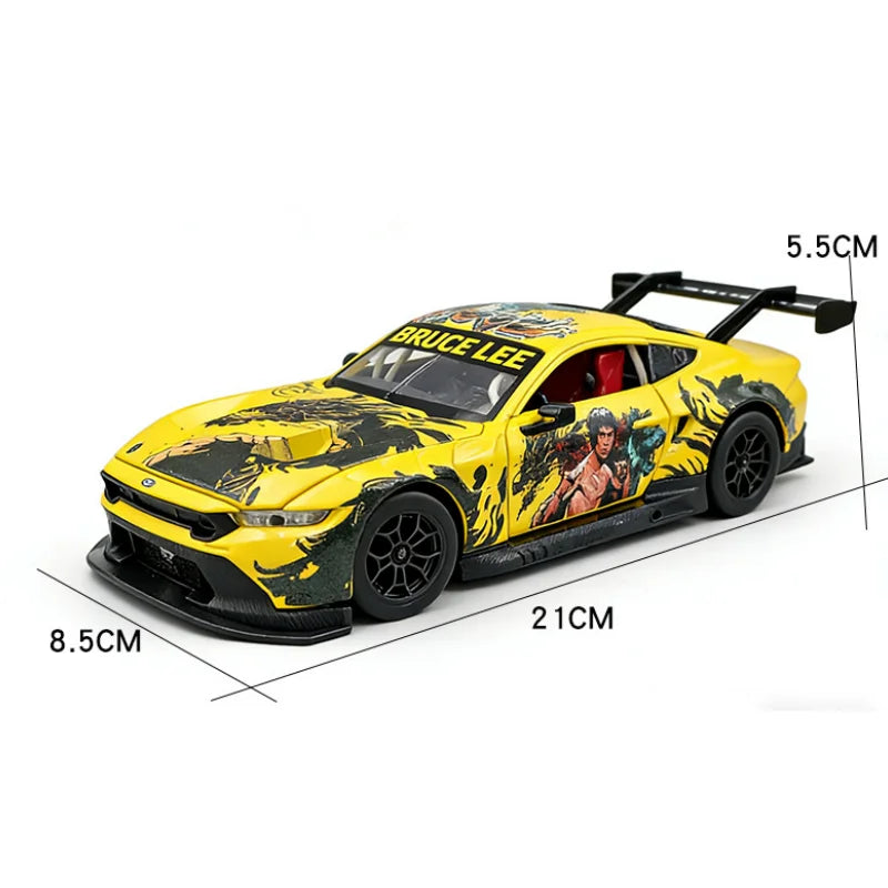 1:24 Ford Mustang GT3 Lee Die-Cast Alloy Racing Car Model with Sound, Lights &amp; Pull-Back Action