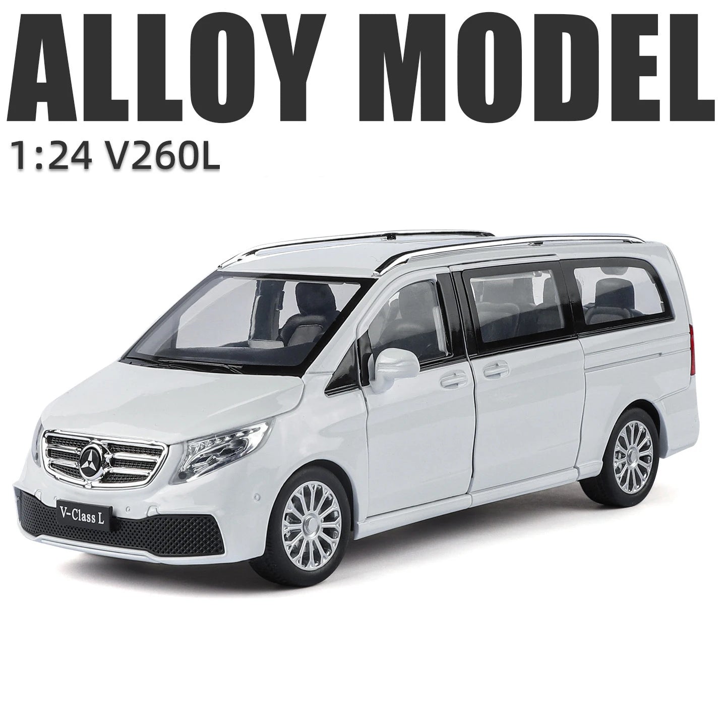 Mercedes-Benz V260 MPV Diecast Model Car with Sound, Light, Pull-Back Action – 1:24 Scale