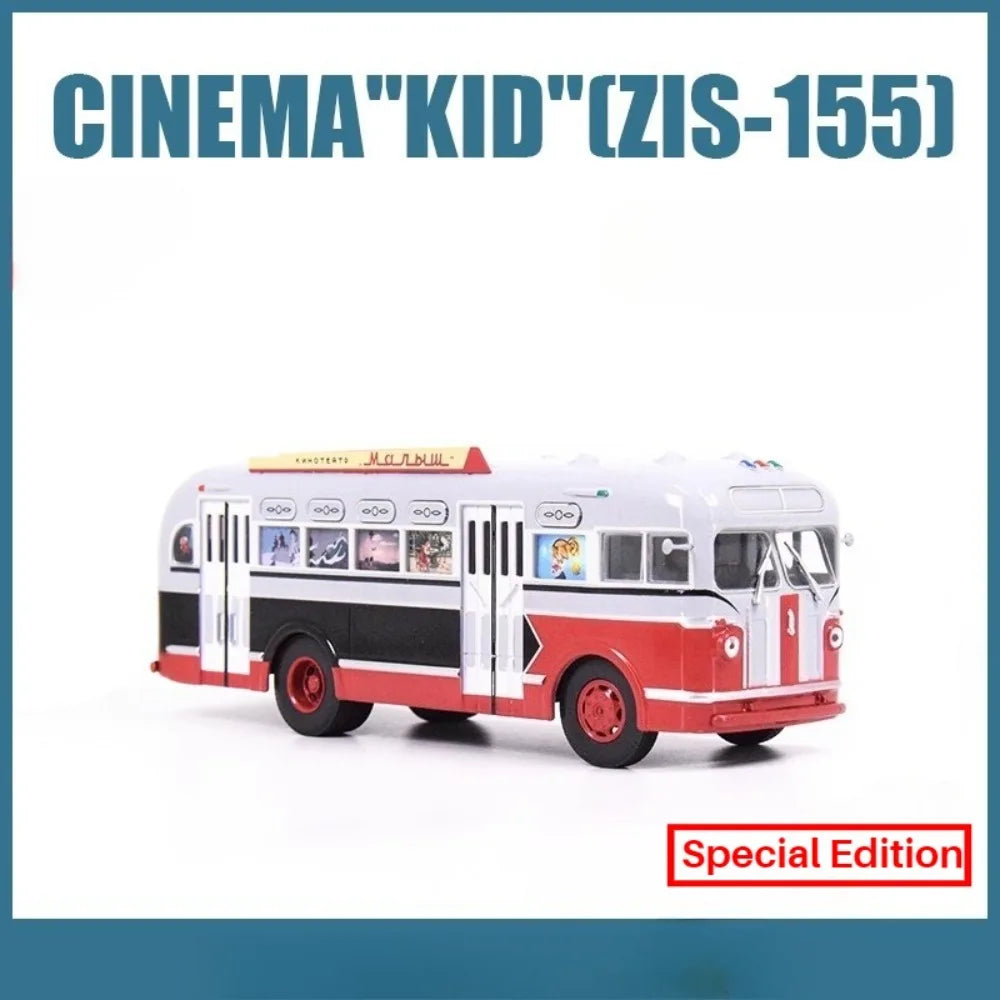 1/43 Scale Toy Car ZIS-155 Mobile Children's Cinema Russian Ufa Bus SJAVN008 Alloy Model Static Model Boy Toy Gift