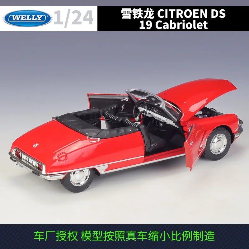 WELLY 1:24 Citroen DS19 Cabriolet Alloy Car Diecasts & Toy Vehicles Car Model Miniature Scale Model Car Toy For Children