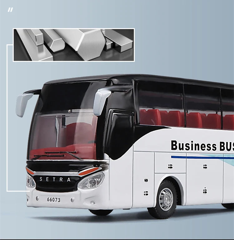 Electric Tourist Toy Traffic Bus Alloy Car Model Diecasts Simulation Metal Toy Business Bus Model Sound and Light Childrens Gift